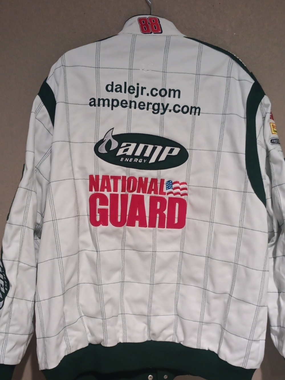 Dale Jr. Chase AMP Energy Men's White and Dark Green Racing Jacket - Picture 6 of 10